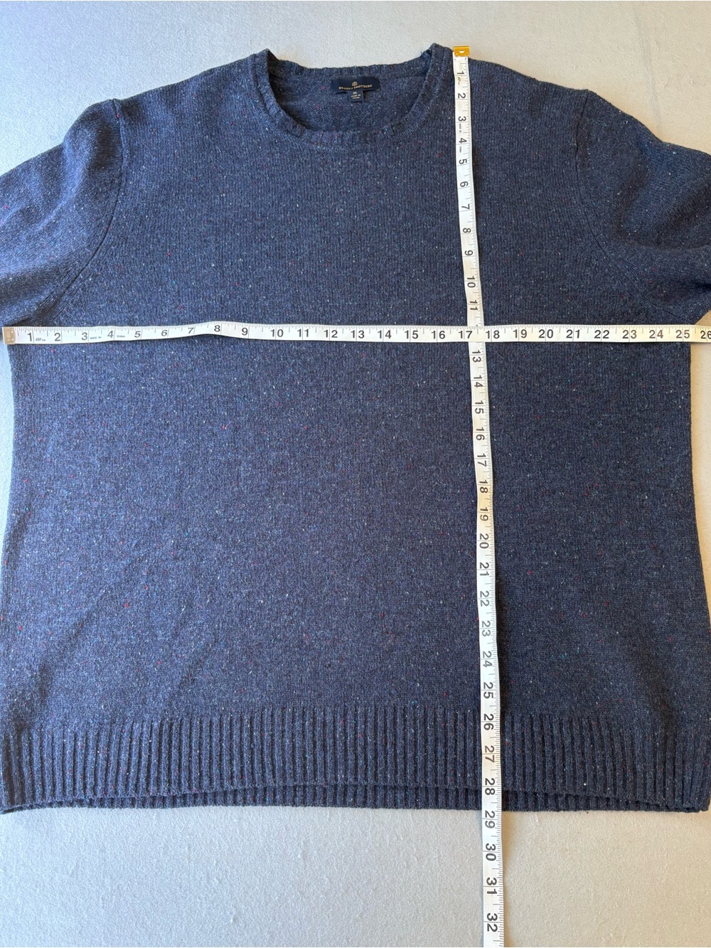 Y2K Brooks Brothers Men's Navy Merino Wool Donegal Fleck Crewneck Sweater Sz XL - Picture 4 of 5